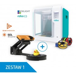 Zestaw L1 : drukarka 3D Boxlight Robo E3 (z pakietem edukacyjnym i zestawem filamentów 5,5 kg) + skaner 3D Scan Dimension SOL 3D